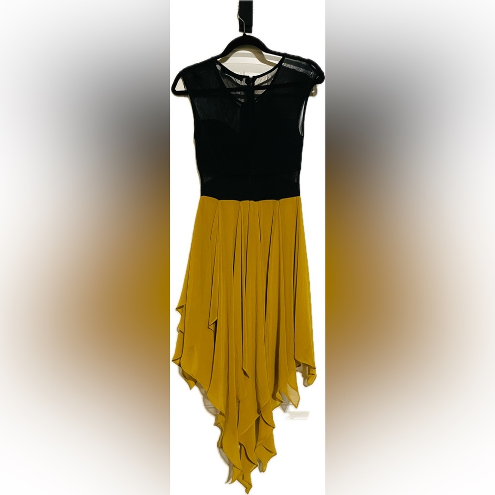 Ark & Co Black and Mustard Asymmetrical Dress